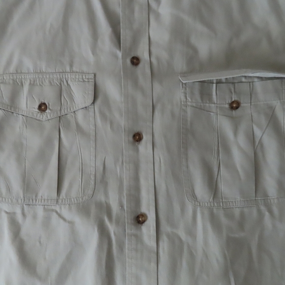 F.M. Allen  Men's beige safari  Button Down Shirt Casual L - Picture 2 of 5